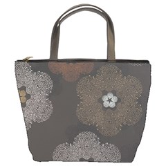 Walls Medallion Floral Grey Polka Bucket Bags by Mariart