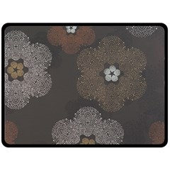 Walls Medallion Floral Grey Polka Double Sided Fleece Blanket (large)  by Mariart