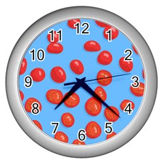 Tomatoes Fruite Slice Red Wall Clocks (silver)  by Mariart