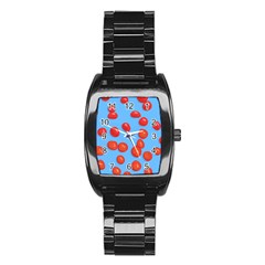 Tomatoes Fruite Slice Red Stainless Steel Barrel Watch by Mariart