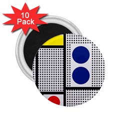 Watermark Circle Polka Dots Black Red Yellow Plaid 2 25  Magnets (10 Pack)  by Mariart