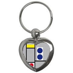 Watermark Circle Polka Dots Black Red Yellow Plaid Key Chains (heart)  by Mariart