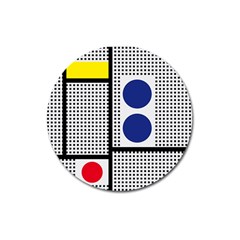 Watermark Circle Polka Dots Black Red Yellow Plaid Magnet 3  (round) by Mariart