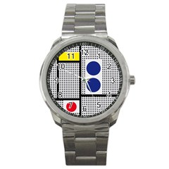 Watermark Circle Polka Dots Black Red Yellow Plaid Sport Metal Watch by Mariart