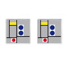 Watermark Circle Polka Dots Black Red Yellow Plaid Cufflinks (square)