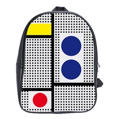 Watermark Circle Polka Dots Black Red Yellow Plaid School Bags(large) 