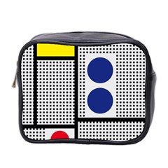 Watermark Circle Polka Dots Black Red Yellow Plaid Mini Toiletries Bag 2-side by Mariart