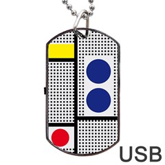 Watermark Circle Polka Dots Black Red Yellow Plaid Dog Tag Usb Flash (two Sides)