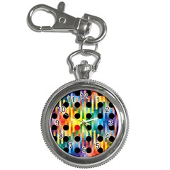 Watermark Circles Squares Polka Dots Rainbow Plaid Key Chain Watches