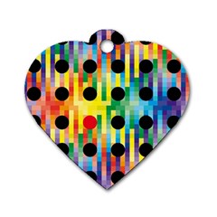 Watermark Circles Squares Polka Dots Rainbow Plaid Dog Tag Heart (one Side)