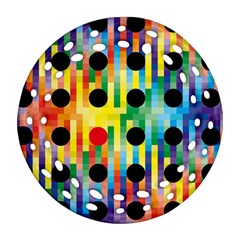 Watermark Circles Squares Polka Dots Rainbow Plaid Ornament (round Filigree)