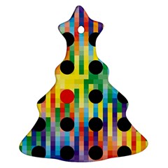 Watermark Circles Squares Polka Dots Rainbow Plaid Christmas Tree Ornament (two Sides)