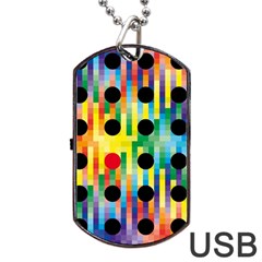 Watermark Circles Squares Polka Dots Rainbow Plaid Dog Tag Usb Flash (two Sides)