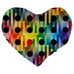 Watermark Circles Squares Polka Dots Rainbow Plaid Large 19  Premium Flano Heart Shape Cushions Front