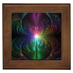 Anodized Rainbow Eyes And Metallic Fractal Flares Framed Tiles