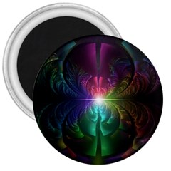 Anodized Rainbow Eyes And Metallic Fractal Flares 3  Magnets by jayaprime