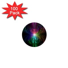 Anodized Rainbow Eyes And Metallic Fractal Flares 1  Mini Magnets (100 Pack) 