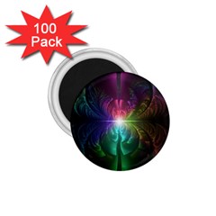 Anodized Rainbow Eyes And Metallic Fractal Flares 1 75  Magnets (100 Pack)  by jayaprime