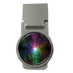 Anodized Rainbow Eyes And Metallic Fractal Flares Money Clips (round) 