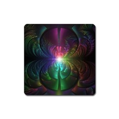 Anodized Rainbow Eyes And Metallic Fractal Flares Square Magnet by jayaprime