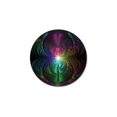 Anodized Rainbow Eyes And Metallic Fractal Flares Golf Ball Marker