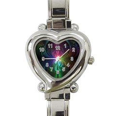 Anodized Rainbow Eyes And Metallic Fractal Flares Heart Italian Charm Watch