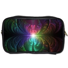 Anodized Rainbow Eyes And Metallic Fractal Flares Toiletries Bags 2-side