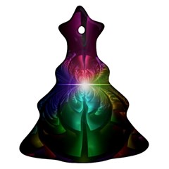 Anodized Rainbow Eyes And Metallic Fractal Flares Ornament (christmas Tree) 