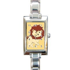 Happy Cartoon Baby Lion Rectangle Italian Charm Watch by Catifornia