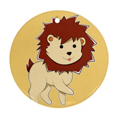 Happy Cartoon Baby Lion Ornament (round)