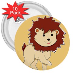 Happy Cartoon Baby Lion 3  Buttons (10 Pack)  by Catifornia