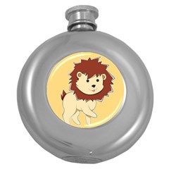 Happy Cartoon Baby Lion Round Hip Flask (5 Oz) by Catifornia