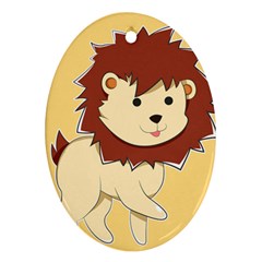 Happy Cartoon Baby Lion Oval Ornament (two Sides) by Catifornia