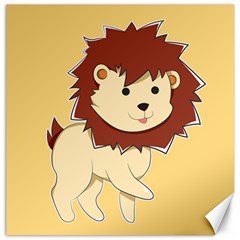 Happy Cartoon Baby Lion Canvas 20  X 20   by Catifornia