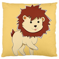 Happy Cartoon Baby Lion Large Cushion Case (one Side) by Catifornia