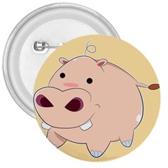 Happy Cartoon Baby Hippo 3  Buttons