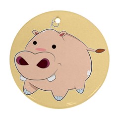 Happy Cartoon Baby Hippo Ornament (round) by Catifornia