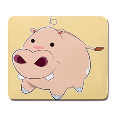 Happy Cartoon Baby Hippo Large Mousepads by Catifornia