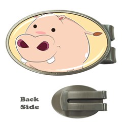 Happy Cartoon Baby Hippo Money Clips (oval)  by Catifornia