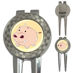 Happy Cartoon Baby Hippo 3-in-1 Golf Divots by Catifornia