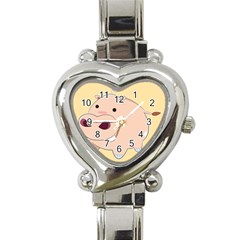 Happy Cartoon Baby Hippo Heart Italian Charm Watch by Catifornia