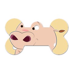 Happy Cartoon Baby Hippo Dog Tag Bone (one Side) by Catifornia