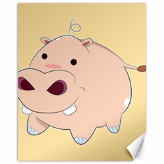 Happy Cartoon Baby Hippo Canvas 11  X 14   by Catifornia