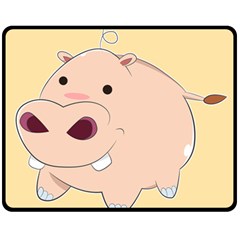 Happy Cartoon Baby Hippo Fleece Blanket (medium)  by Catifornia