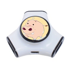 Happy Cartoon Baby Hippo 3-port Usb Hub