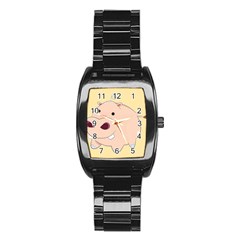 Happy Cartoon Baby Hippo Stainless Steel Barrel Watch by Catifornia