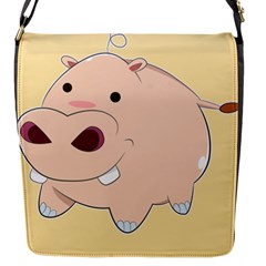 Happy Cartoon Baby Hippo Flap Messenger Bag (s) by Catifornia