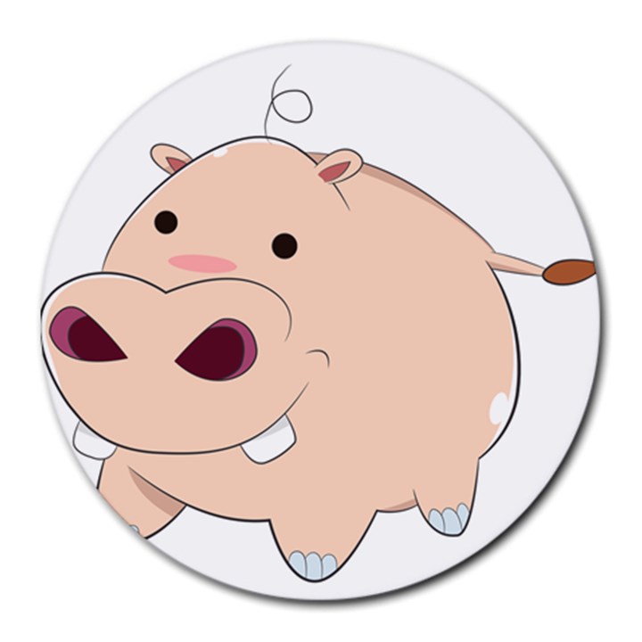 Happy Cartoon Baby Hippo Round Mousepads