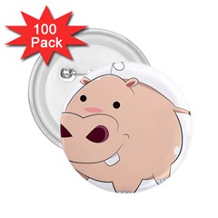 Happy Cartoon Baby Hippo 2 25  Buttons (100 Pack)  by Catifornia