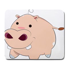 Happy Cartoon Baby Hippo Large Mousepads by Catifornia